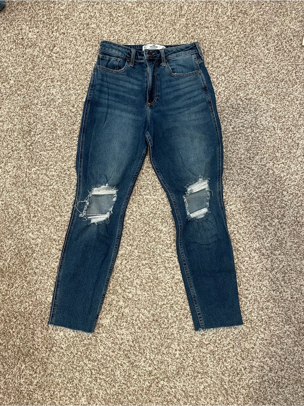 Hollister Dark Blue Ripped High-Rise Skinny Jeans